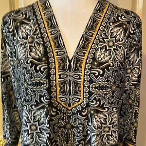 Petite tunic style V neck w/ gold studs & stones on the front BRAND NEW
